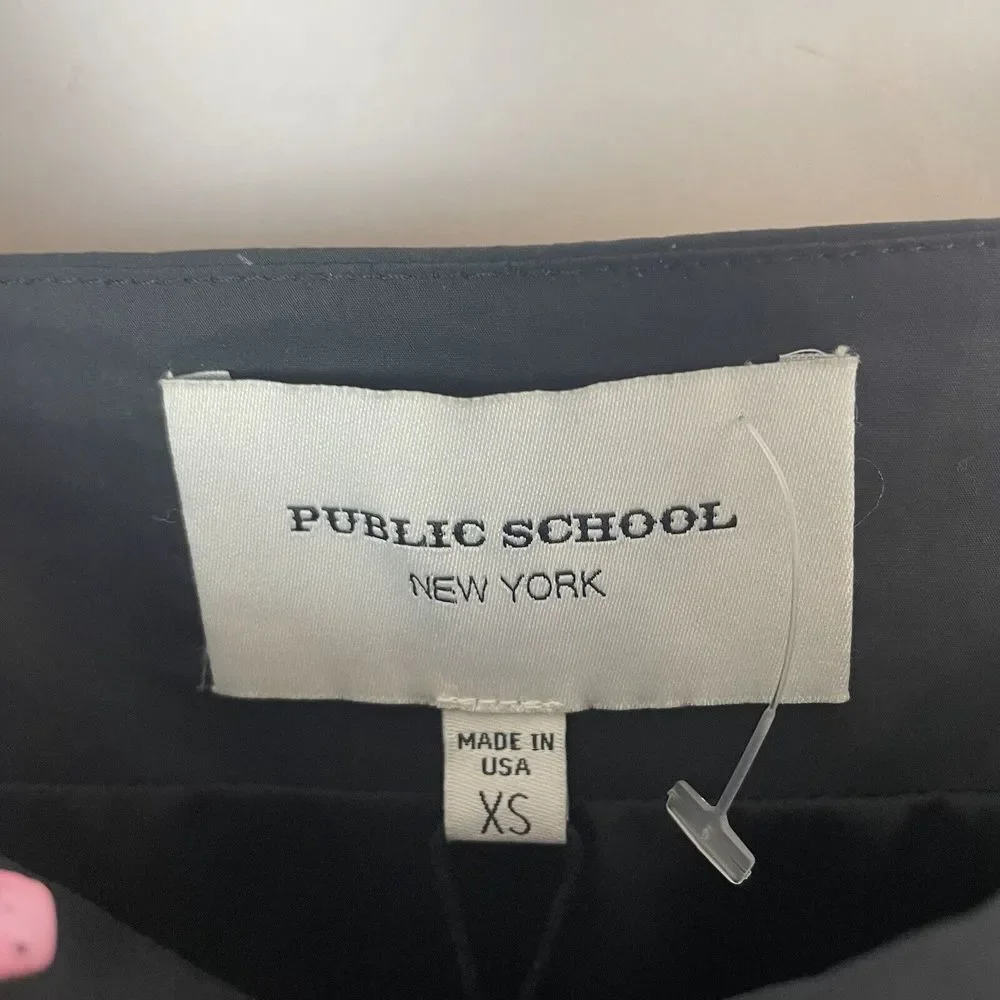 NEW PUBLIC SCHOOL Blue Black Plaid Flannel Mixed Silk Cotton Ema Midi Dress XS - Picture 8 of 10